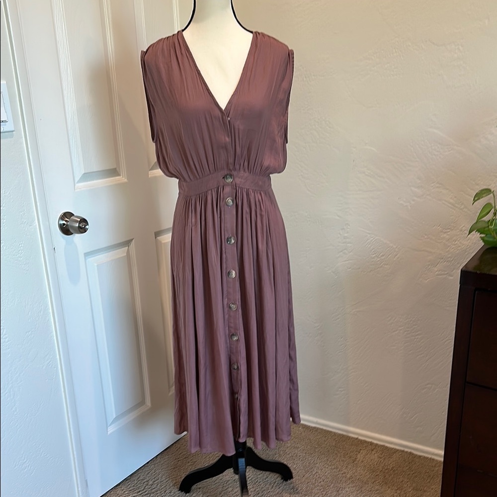 Mustard Seed Pink Midi Sundress V-Neck Sleeveless